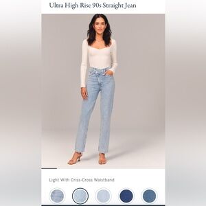 Abercrombie & Fitch Curve Love Ultra High Rise 90s Straight Jeans Size 26 Short